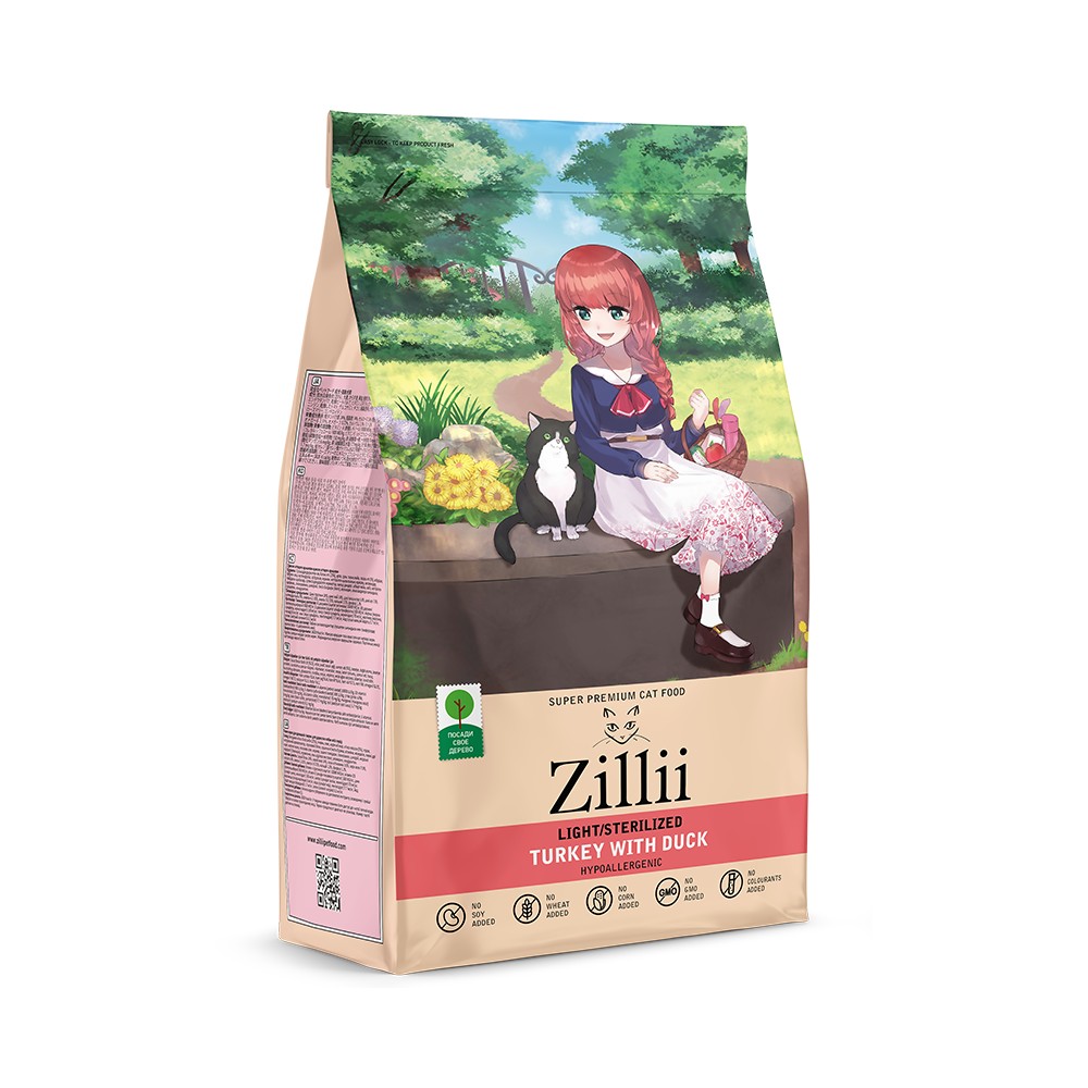 Zillii Light / Sterilized для стерилизованных кошек (индейка с уткой)