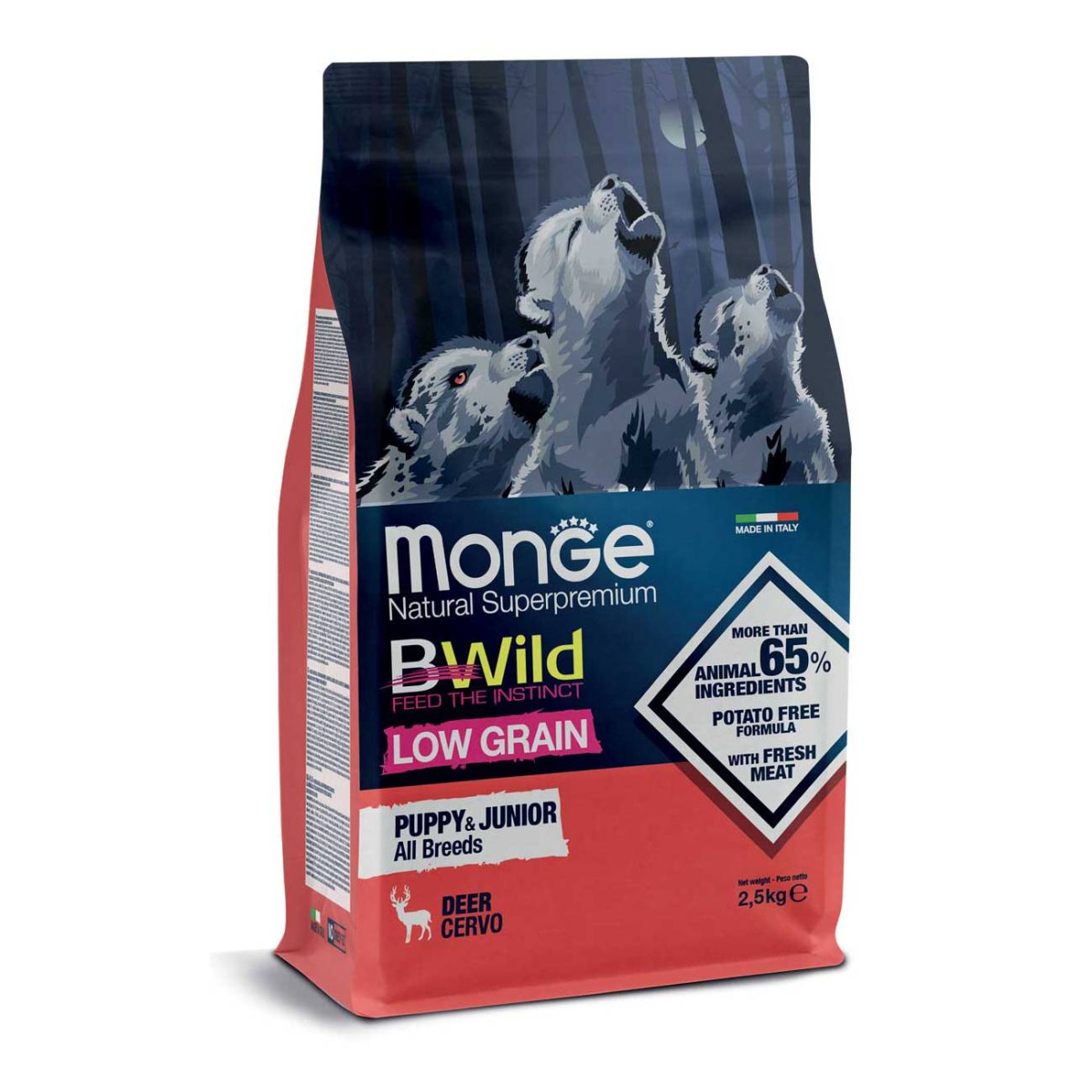 Monge Dog BWild Low Grain Puppy & junior для щенков из мяса оленя