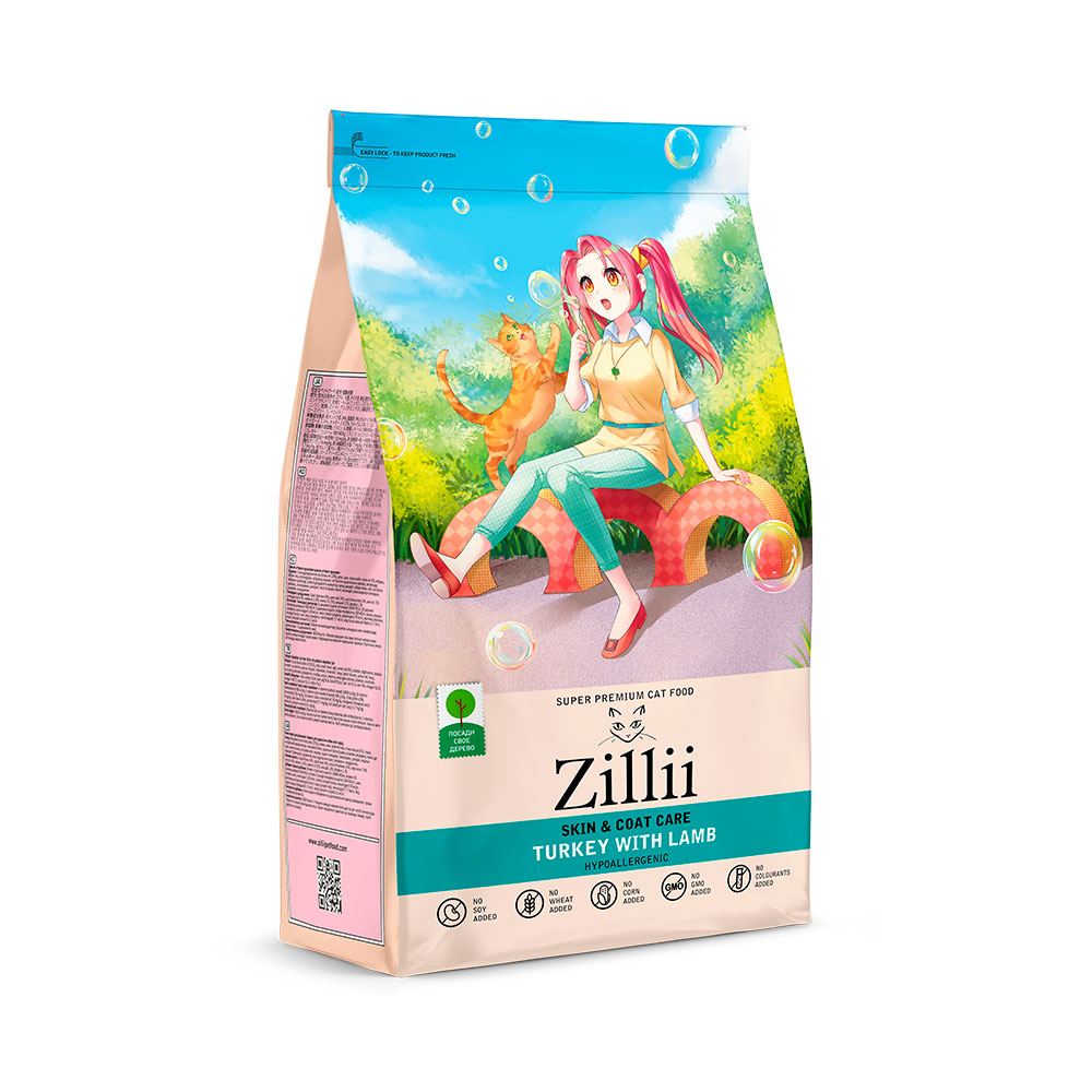 Zillii Skin & Coat Care для здоровья кожи и шерсти (индейка с ягненком)