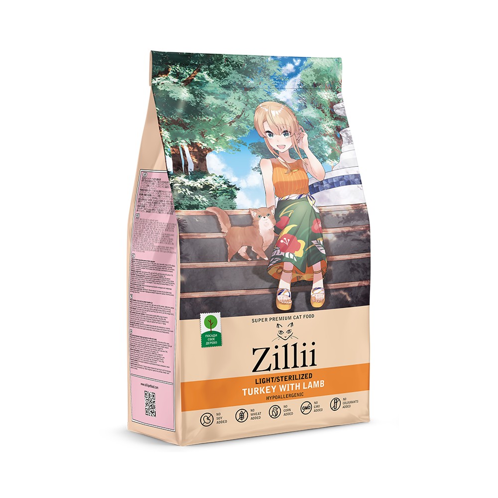 Zillii Light / Sterilized для стерилизованных кошек (индейка с ягненком)