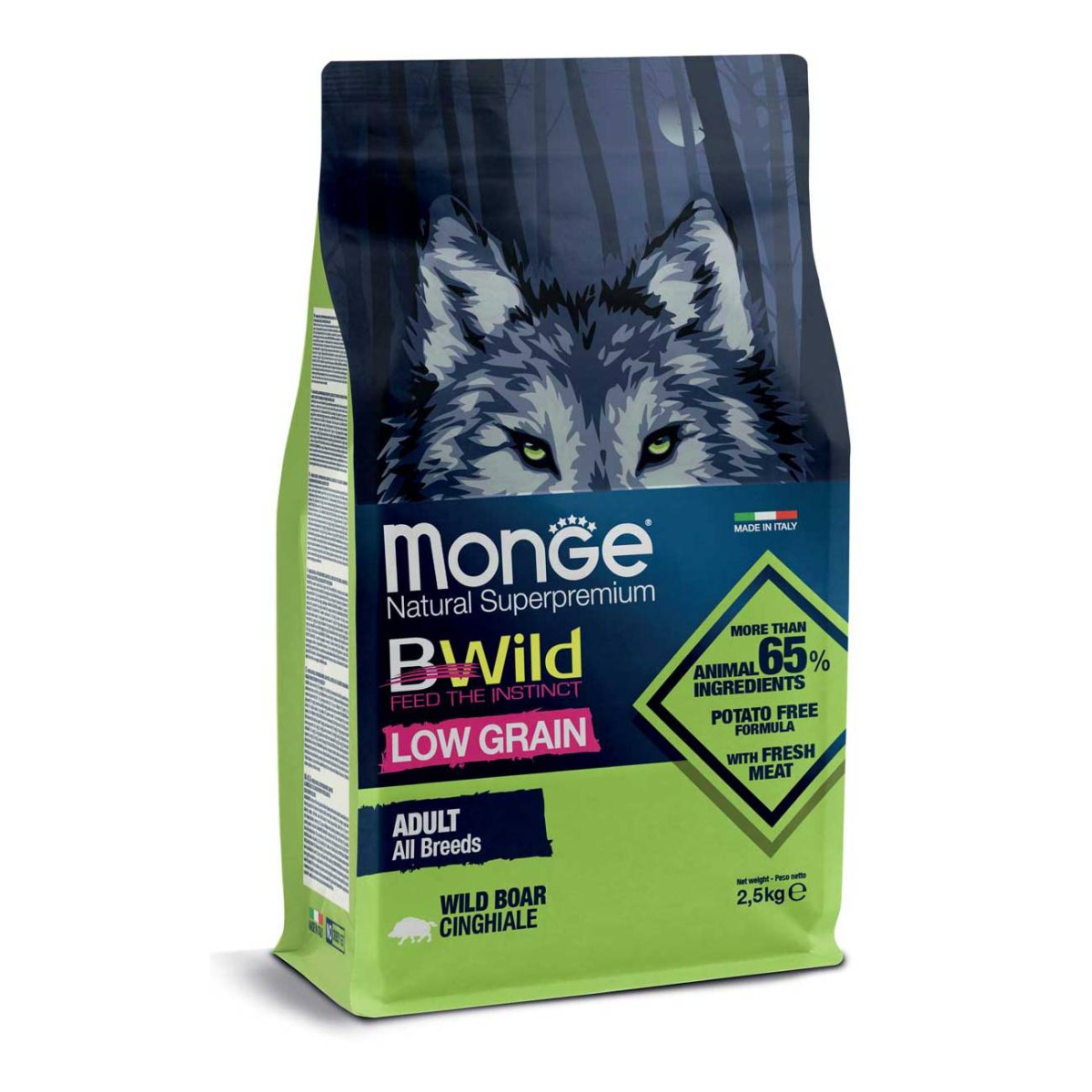 Monge Dog BWild Low Grain для собак из мяса дикого кабана