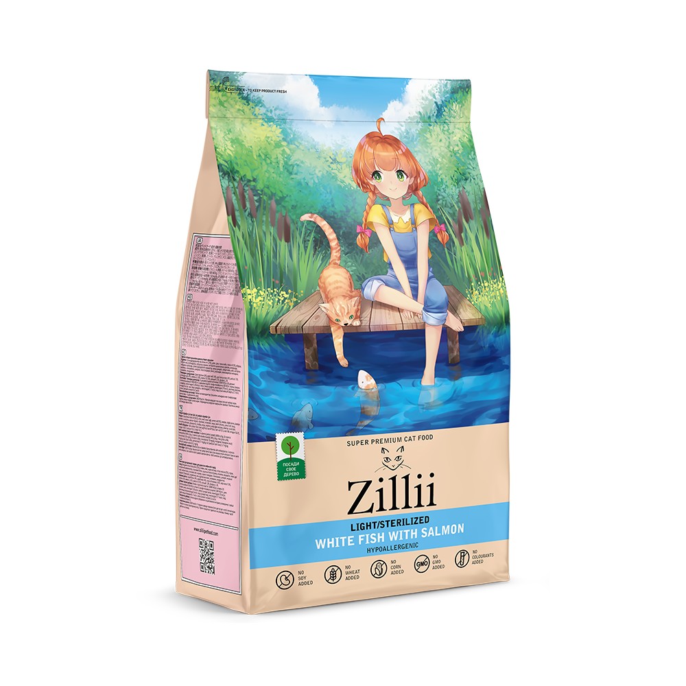 Zillii Light / Sterilized для стерилизованных кошек (белая рыба с лососем)