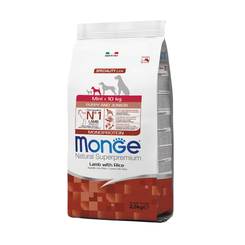 Monge Dog Speciality Line Monoprotein Puppy & Junior Mini для щенков мелких пород, из ягненка с рисом