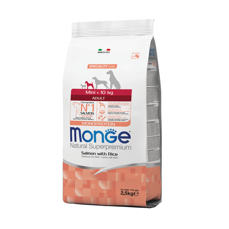 Monge Dog Speciality Line Monoprotein Mini для собак мелких пород, из лосося с рисом