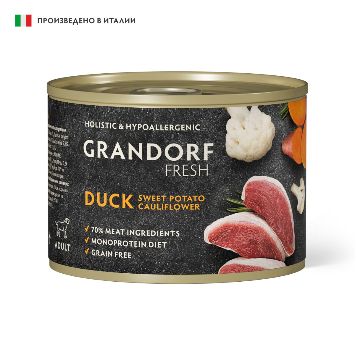 Влажный корм для собак Grandorf Fresh «Утка с бататом и цветной капустой»