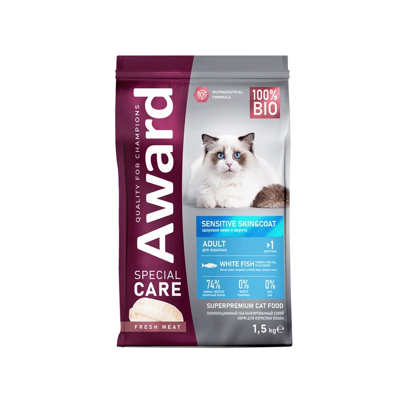 Award Special Care Sensitive Skin&Coat для здоровой кожи и шерсти со свежей белой рыбой