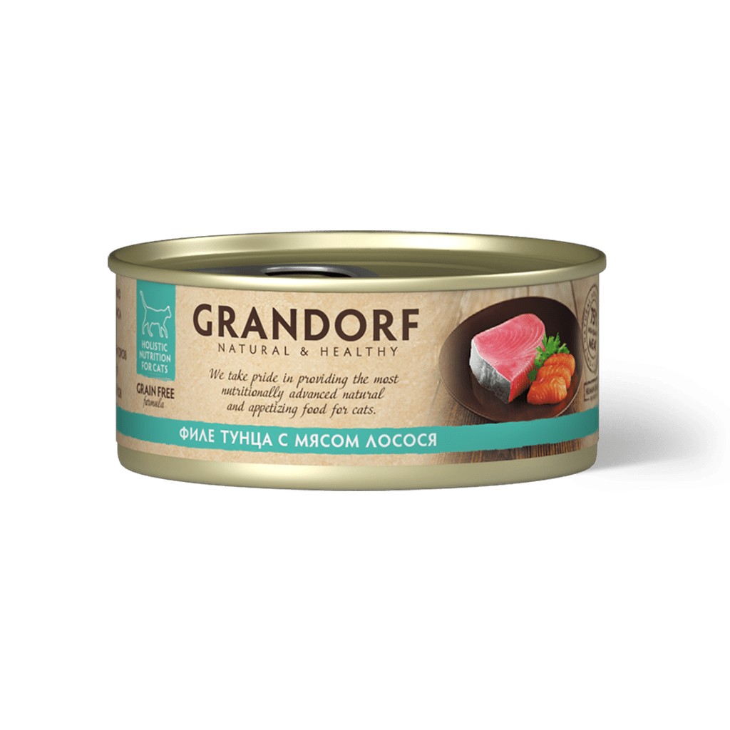Grandorf «Филе тунца с лососем в собственном соку» (70 грамм)