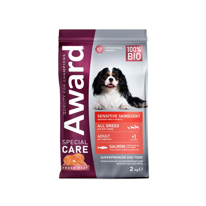 Award Special Care Sensitive Skin & Coat для собак всех пород для здоровой кожи и шерсти со свежим лососем