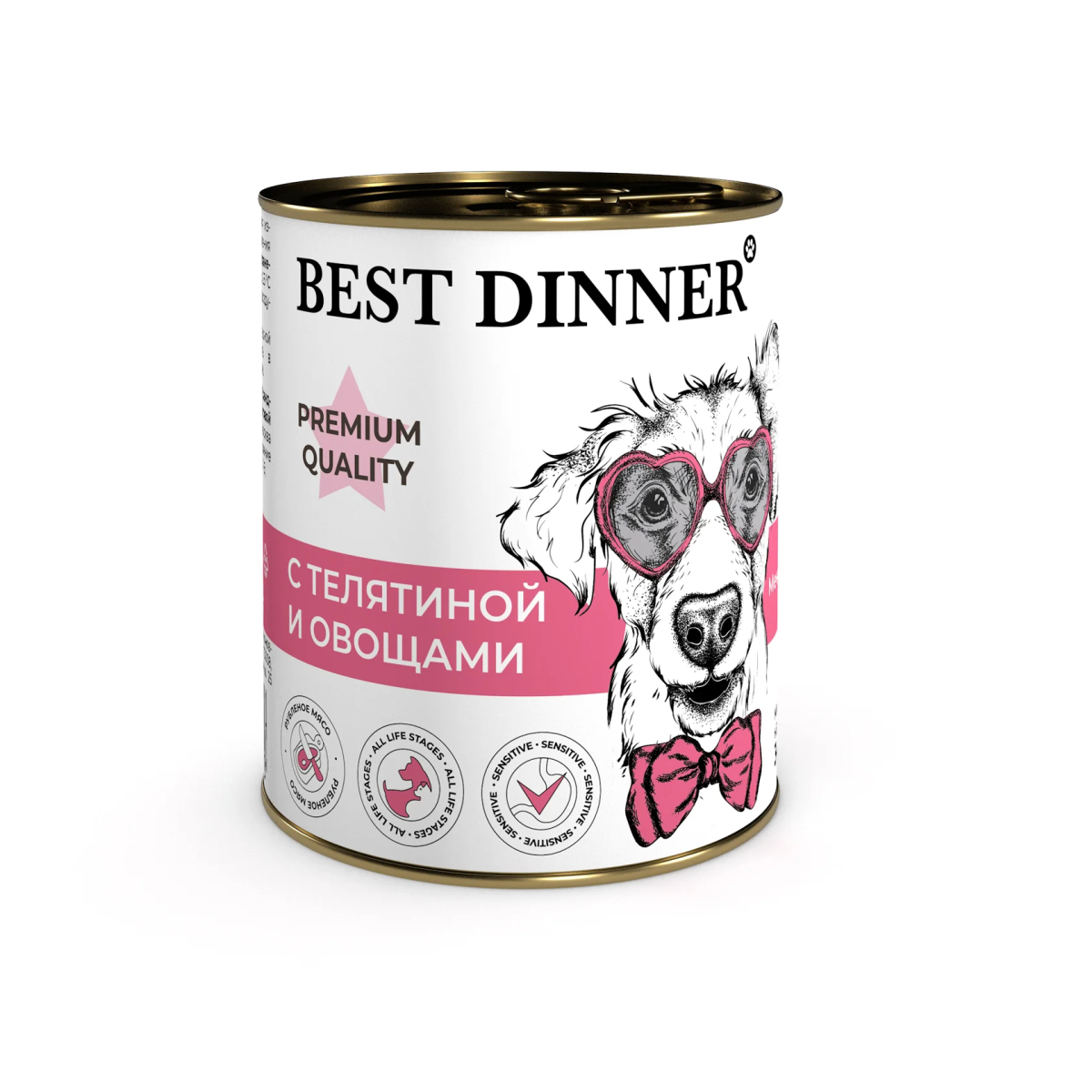 Best Dinner Premium для собак: «Меню №4» (с телятиной и овощами / 340 грамм)