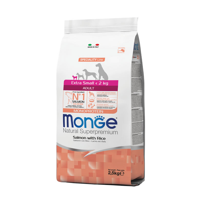 Monge Dog Speciality Line Monoprotein Extra Small для собак миниатюрных пород, с лососем и рисом