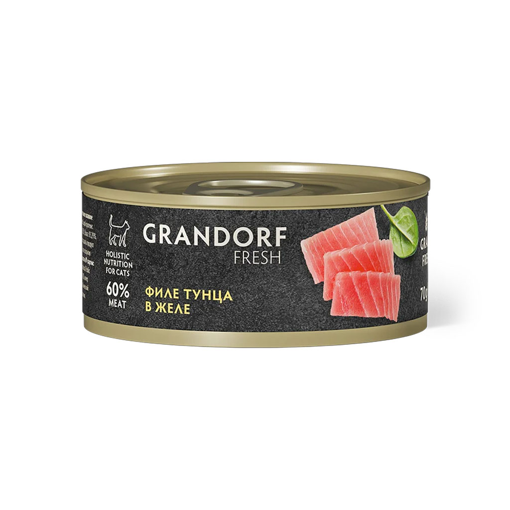 Влажный корм для кошек Grandorf Fresh «Филе тунца в желе» (70 грамм)