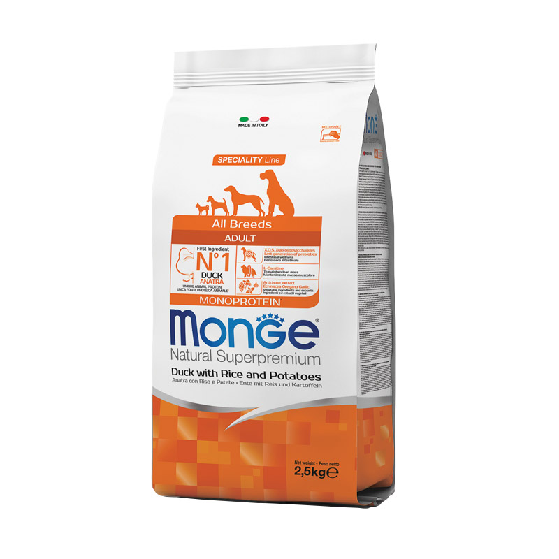 Monge Dog Speciality Line Monoprotein Puppy & Junior для щенков всех пород, из утки с рисом и картофелем