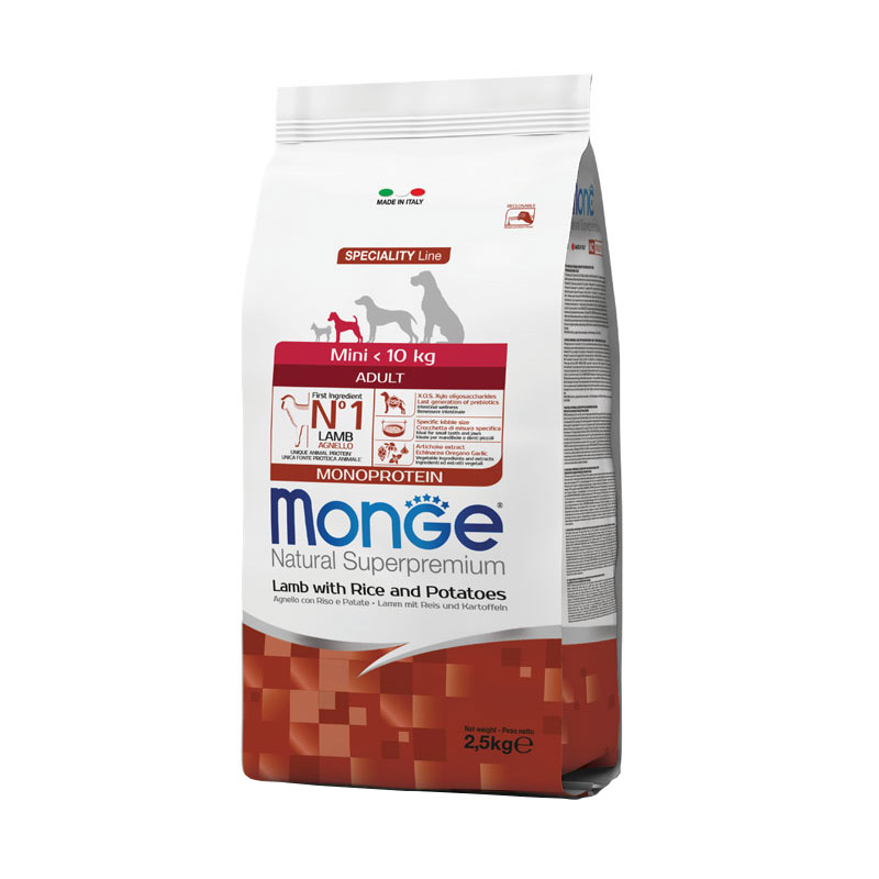 Monge Dog Speciality Line Monoprotein Mini для собак мелких пород, из ягненка с рисом и картофелем